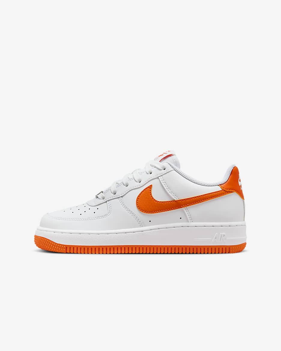 รองเท้าเด็กโต Nike Air Force 1 - ขาว/ขาว/Safety Orange
