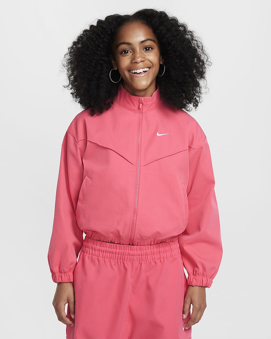 Chamarra ligera oversized para niña Nike Sportswear - Rosa margarita/Blanco