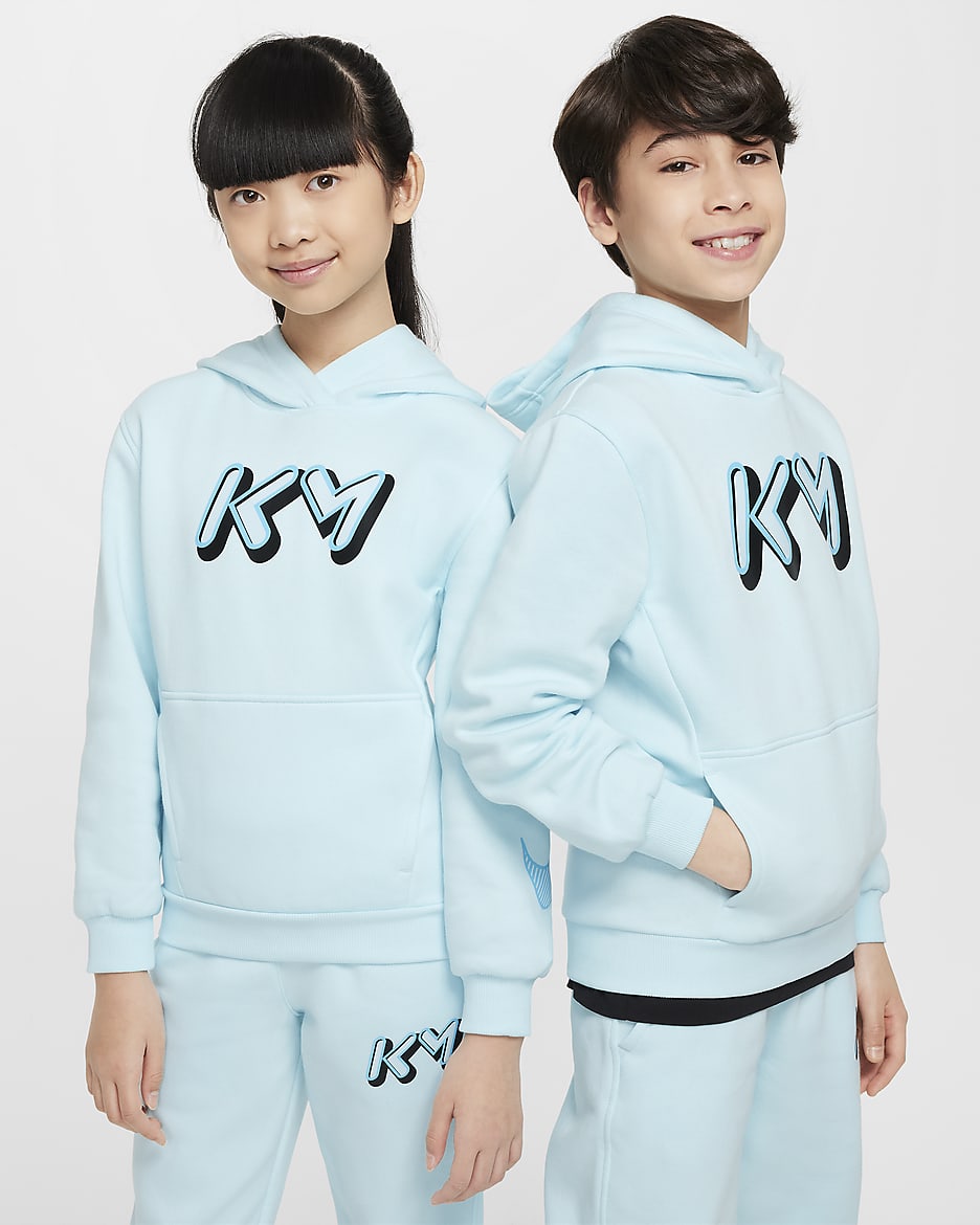 Bluza z kapturem dla dużych dzieci Kylian Mbappé Club Fleece - Glacier Blue