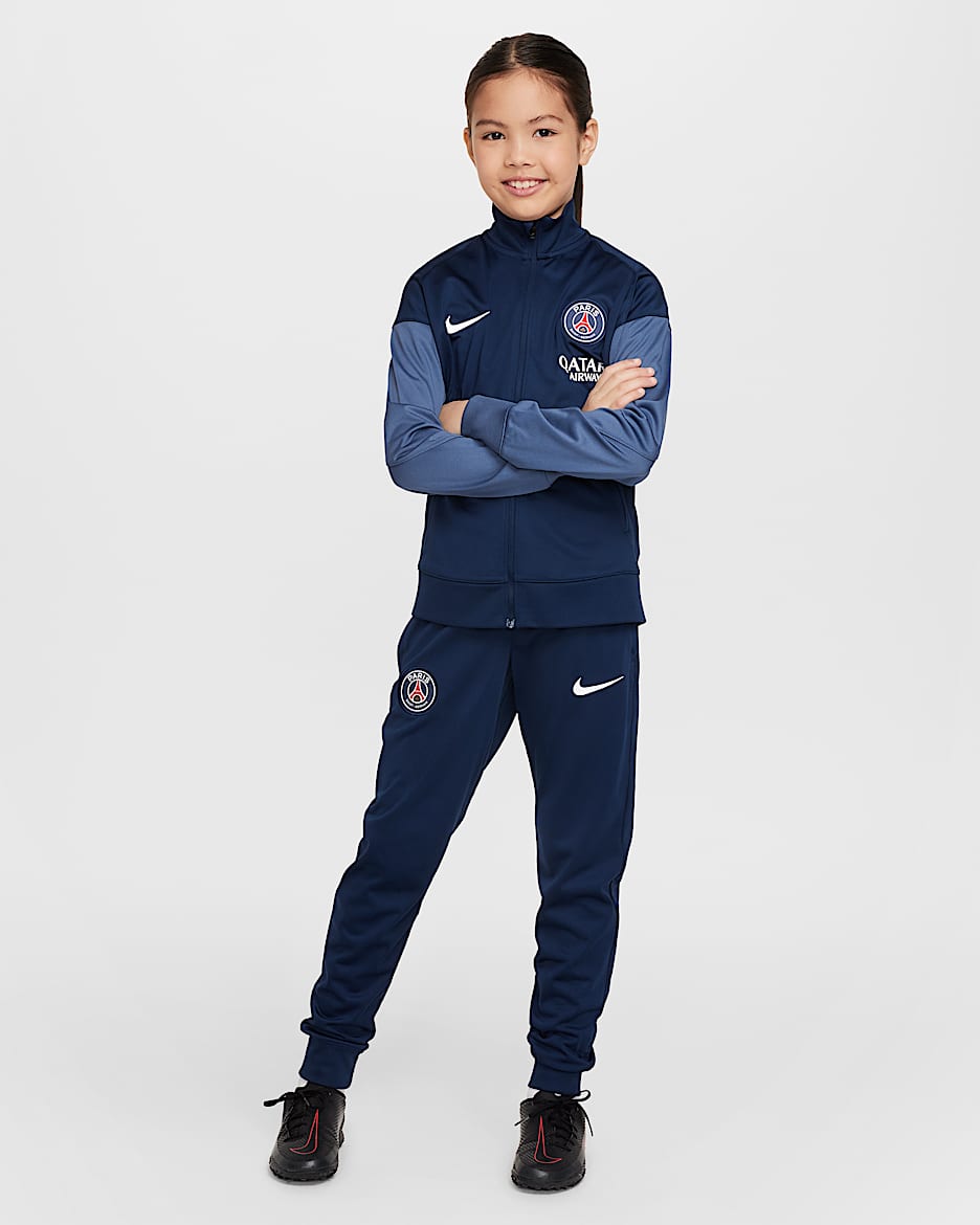 Stickad fotbollstracksuit Paris Saint-Germain Strike Nike Dri-FIT för ungdom - Midnight Navy/Midnight Navy/Diffused Blue/Vit