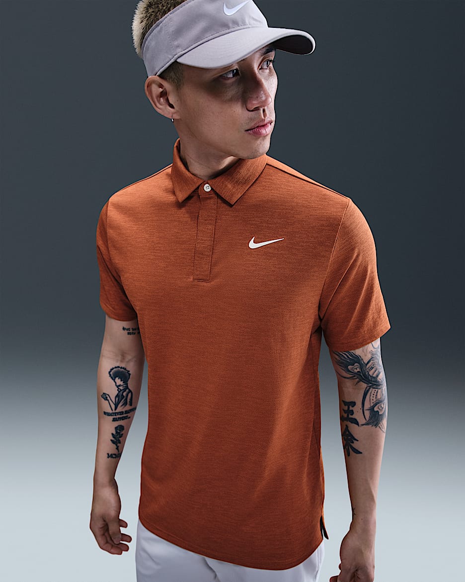 Nike Tour 男款 Dri-FIT 提花高爾夫球衫 - Desert Orange/Mars Stone/Pale Ivory