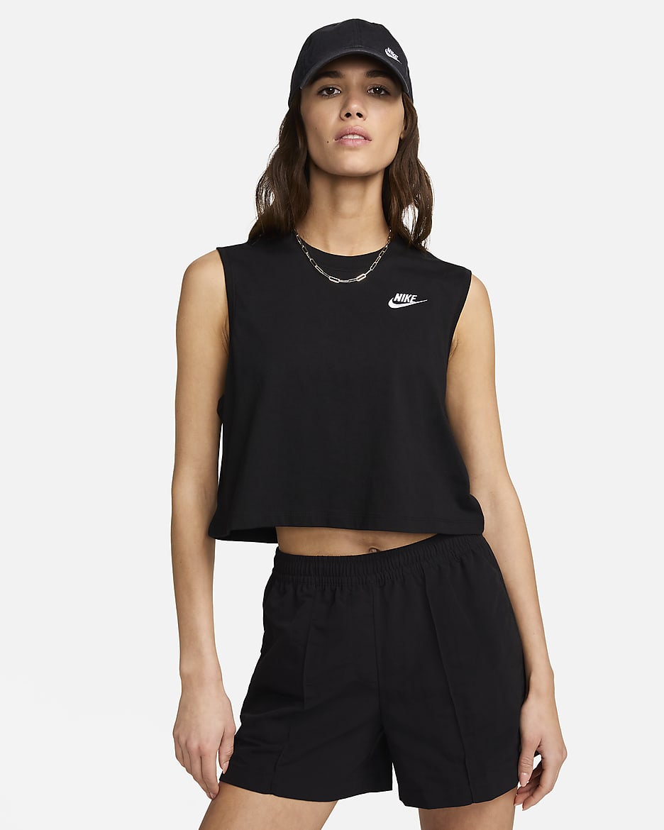 Nike Sportswear Club Women's Sleeveless Cropped Top - Black/White