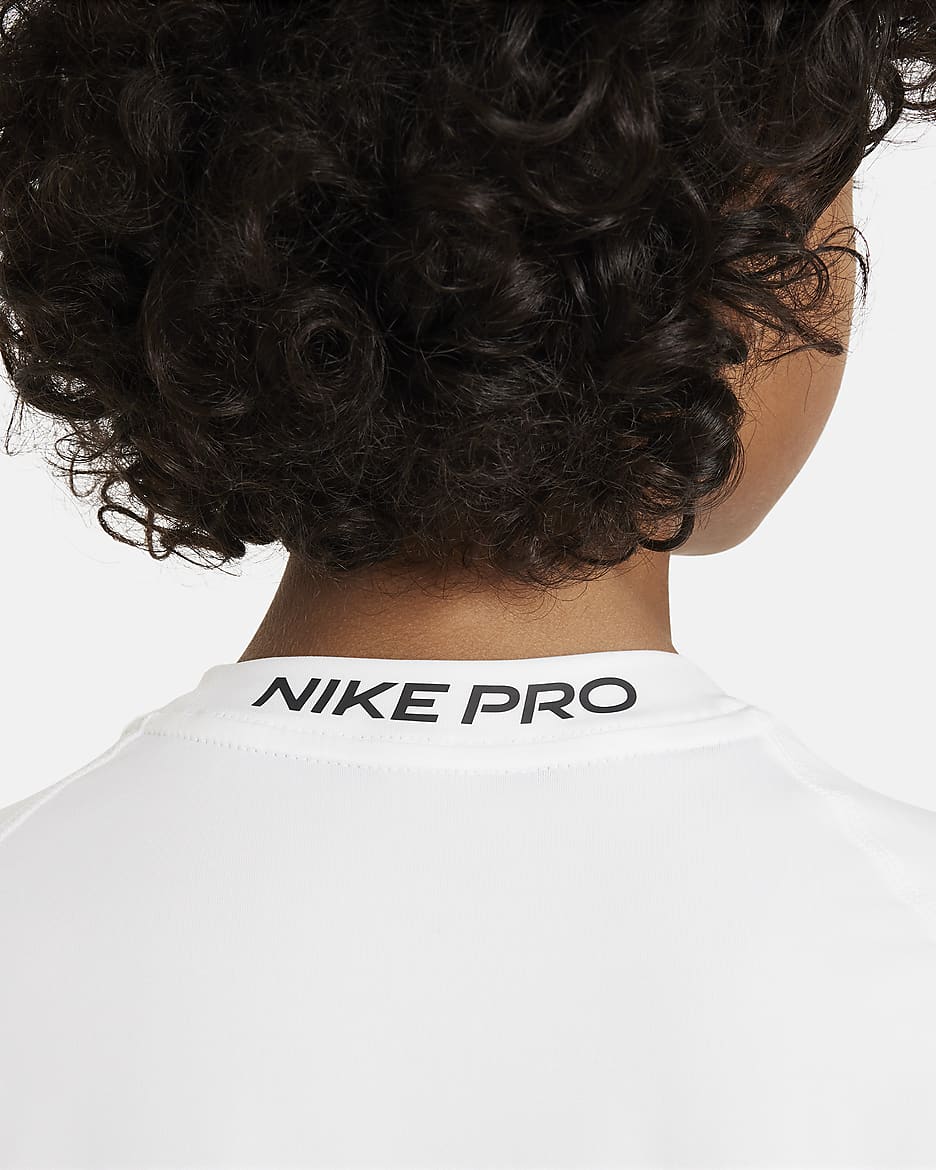 Nike Pro Big Kids' (Boys') Dri-FIT Short-Sleeve Top - White/Black