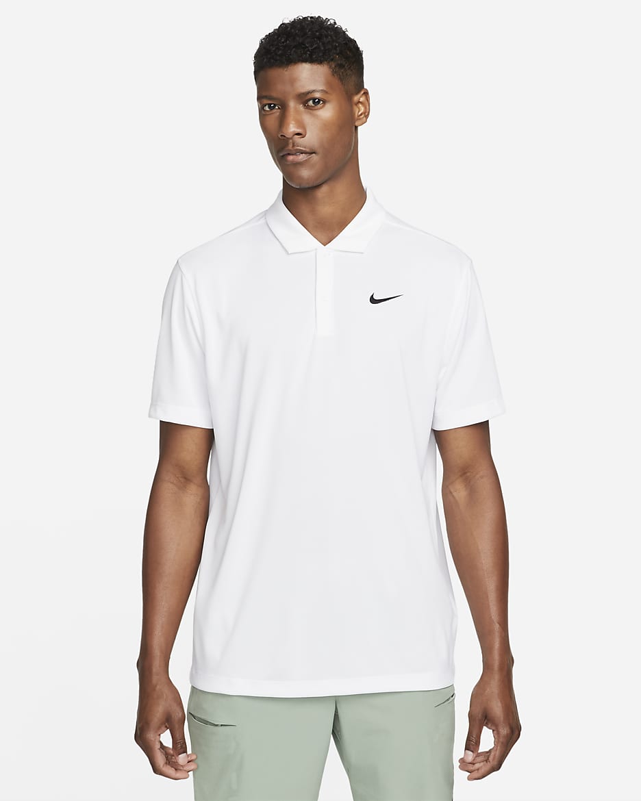 Polo de tennis NikeCourt Dri-FIT pour Homme - Blanc/Noir