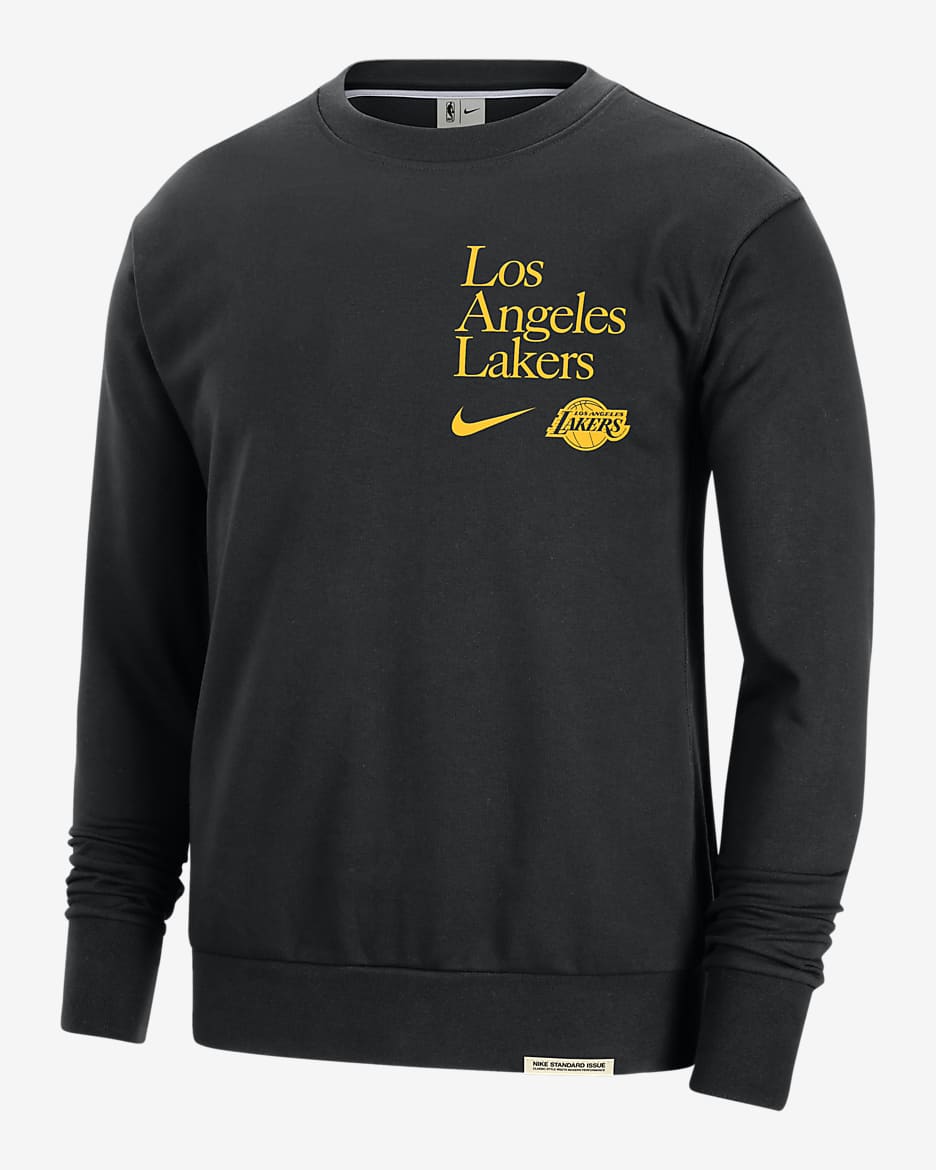 Los Angeles Lakers Standard Issue Nike NBA-sweatshirt met ronde hals en Dri-FIT voor heren - Zwart