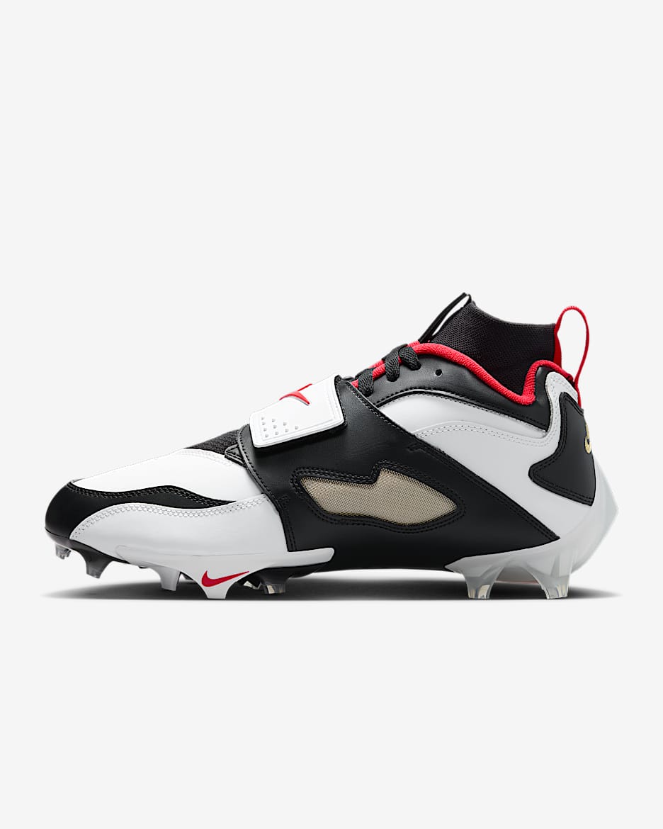 Tenis de fútbol americano Nike Diamond Turf 93 TD - Blanco/Negro/Oro metalizado/Rojo pasión