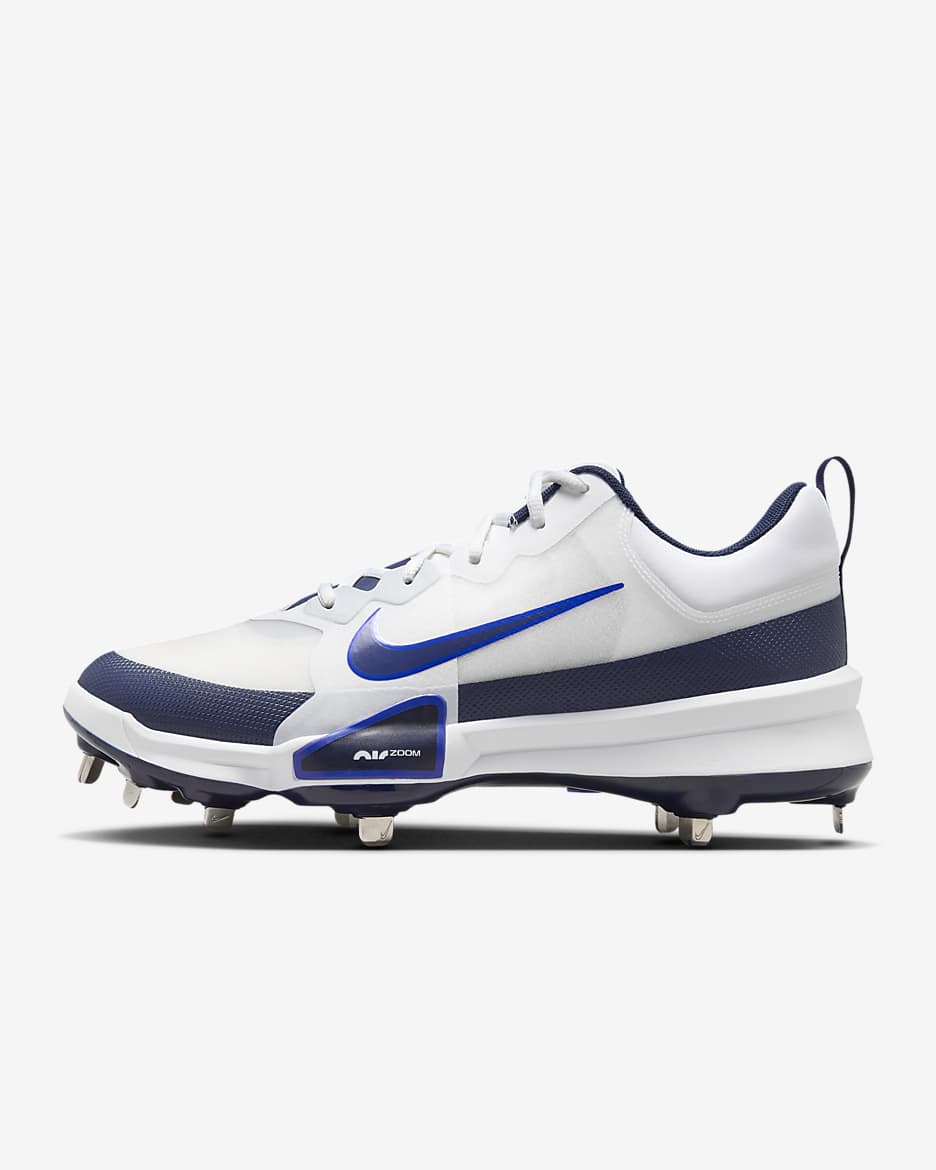 Tacos de béisbol Nike Force Zoom Trout 9 Pro - Blanco/Hiperroyal/Gris fútbol/Azul marino medianoche