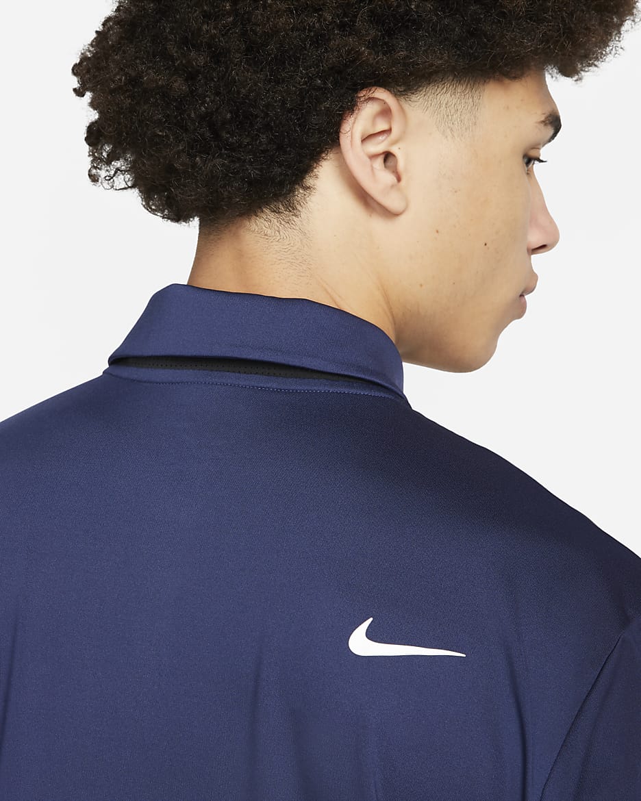 Nike Dri-FIT Tour 男款純色高爾夫球衫 - Midnight Navy/白色