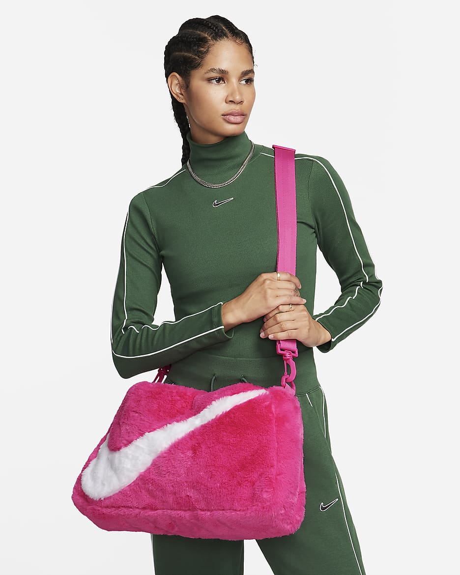 Nike Sportswear Faux Fur Tote (10L) - Laser Fuchsia/Laser Fuchsia/White