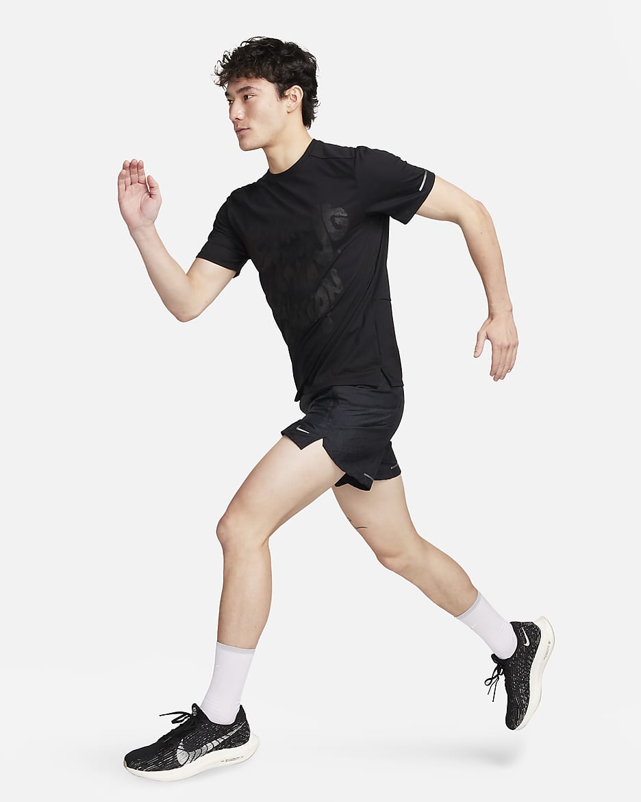 Nike Rise 365 Running Division Men's Dri-FIT Short-Sleeve Running Top - Black/Black