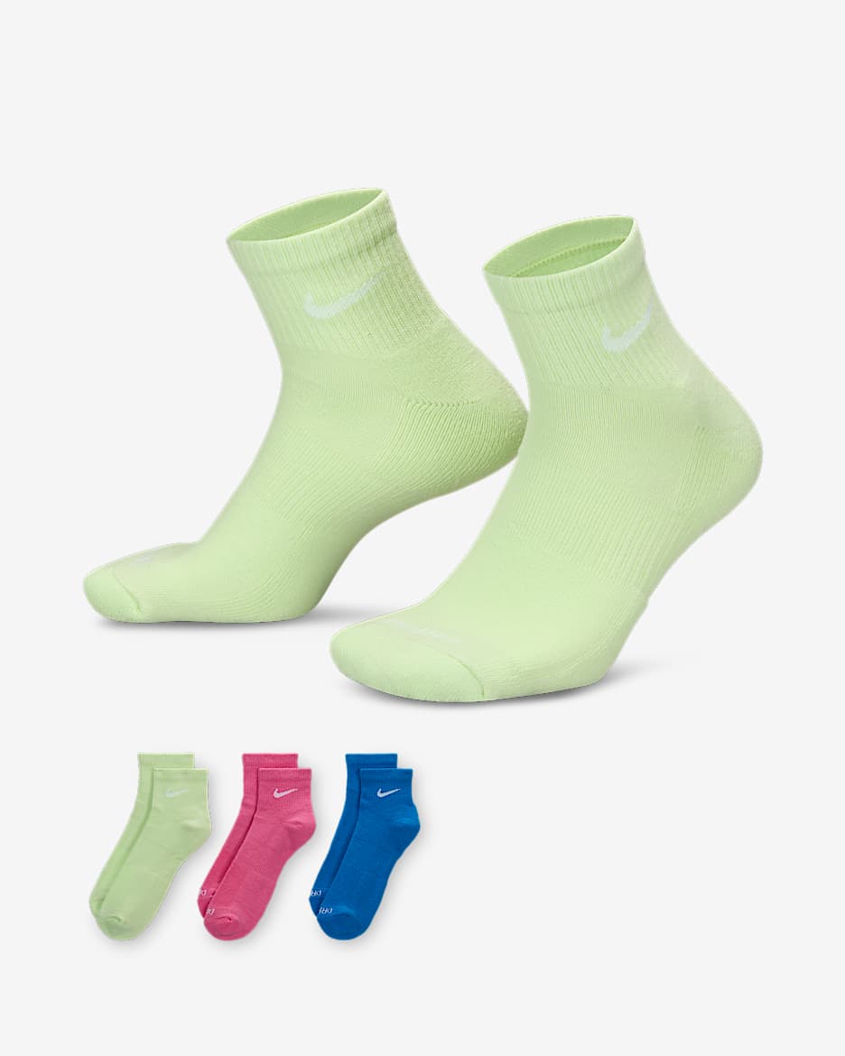 Nike Everyday Plus Cushioned Training Ankle Socks (3 Pairs) - Multi-Color