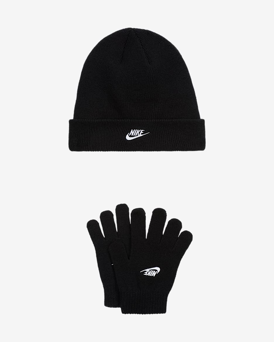 Nike Little Kids' Club Beanie and Gloves Set - Black