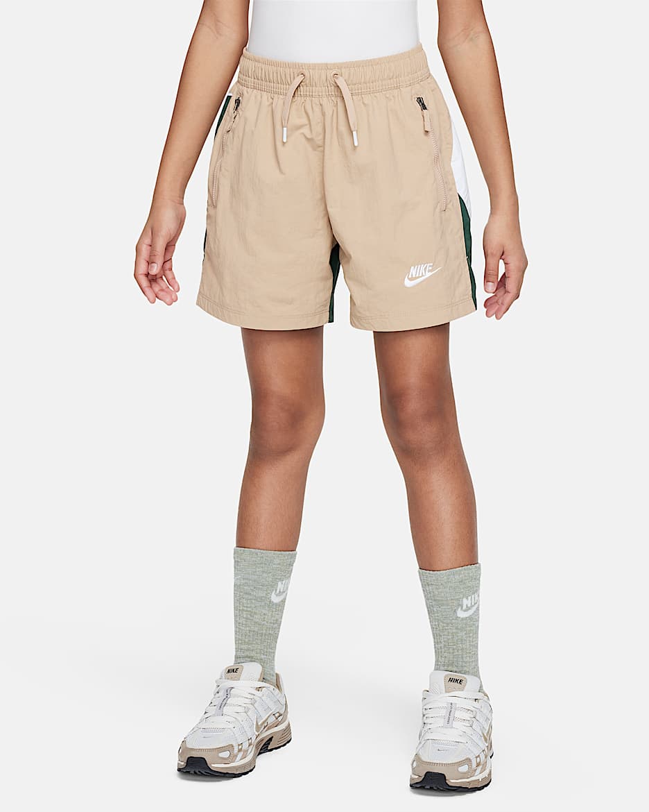 Nike Sportswear Amplify Big Kids' Woven Shorts - Hemp/Fir/White