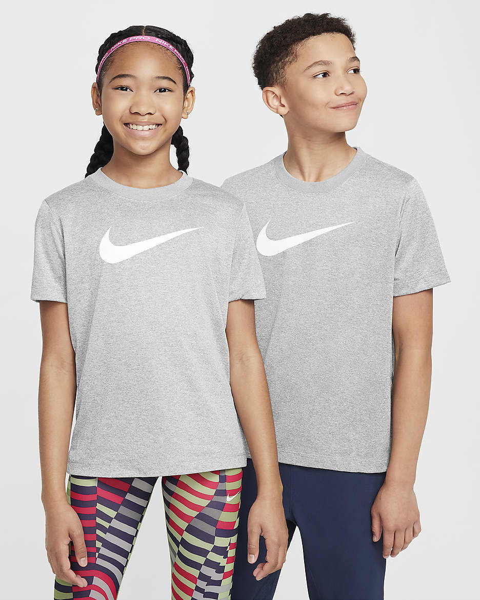 Playera Dri-FIT para niños talla grande Nike Legend - Gris rugoso/Plata liso/Jaspeado