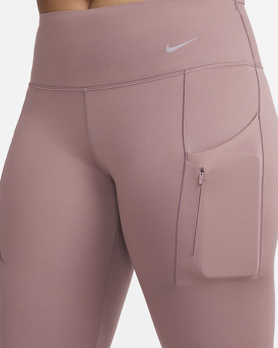 Nike Go Women's Firm-Support Mid-Rise 7/8 Leggings with Pockets - Smokey Mauve/Black