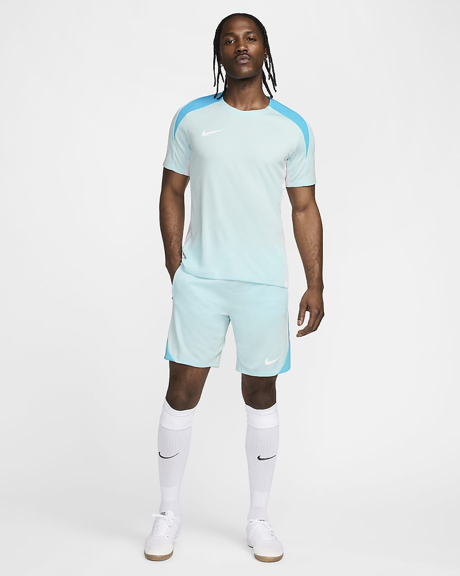 Męskie spodenki piłkarskie Dri-FIT Nike Strike - Glacier Blue/Biel/Baltic Blue/Biel