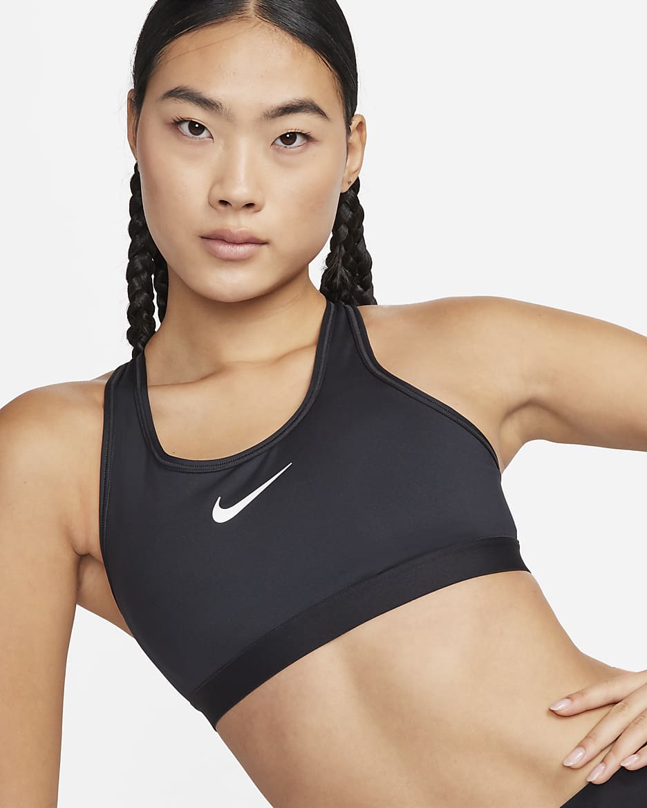 Nike Swoosh High Support Women's Padded Adjustable Sports Bra - Black/Iron Grey/White