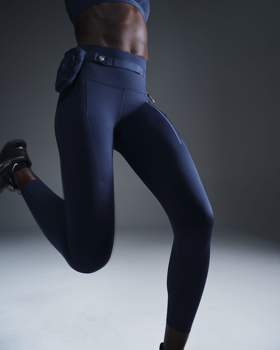 Leggings a 7/8 a vita alta con tasche e sostegno elevato Nike Trail Go – Donna - Armory Navy/Armory Navy/Nero