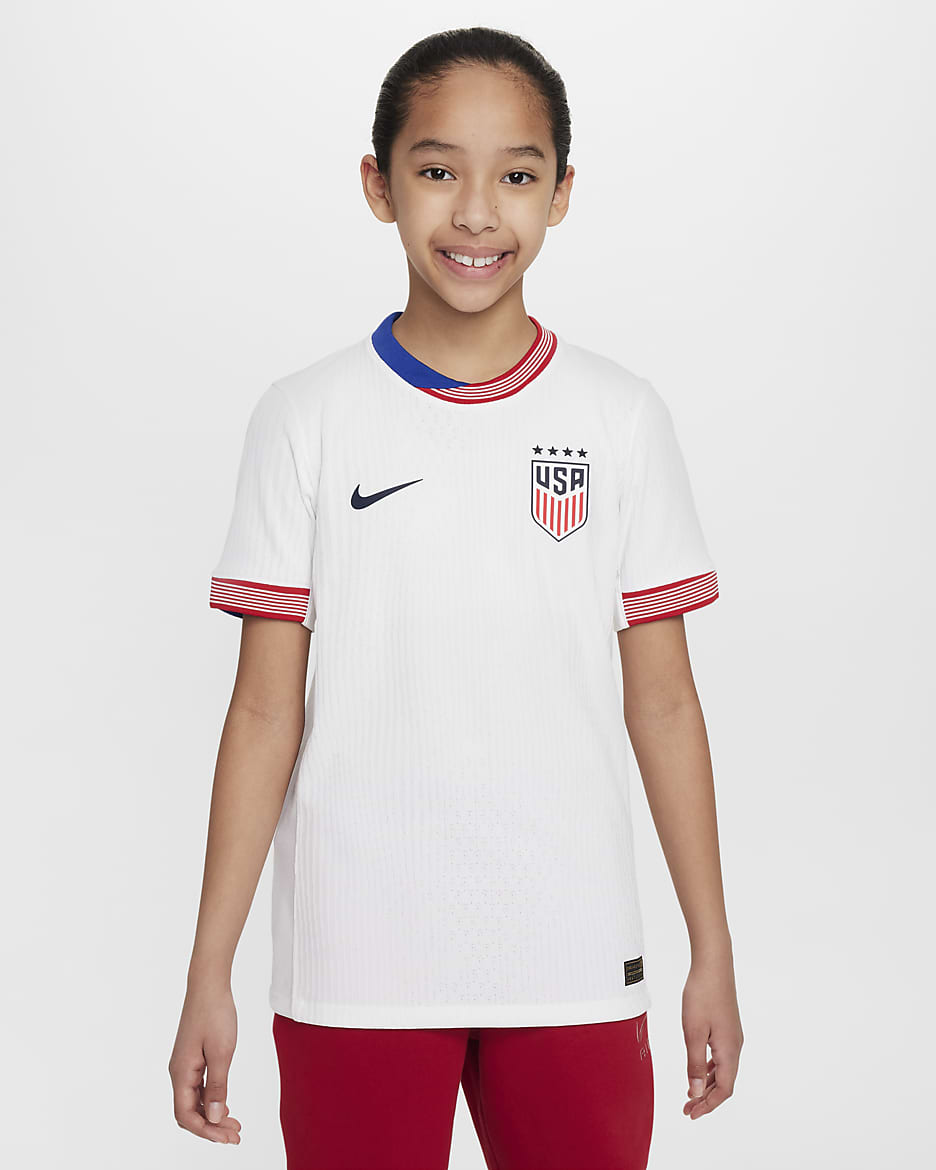 USWNT 2024 Match Home Big Kids' Nike Dri-FIT ADV Soccer Authentic Jersey - White/Obsidian