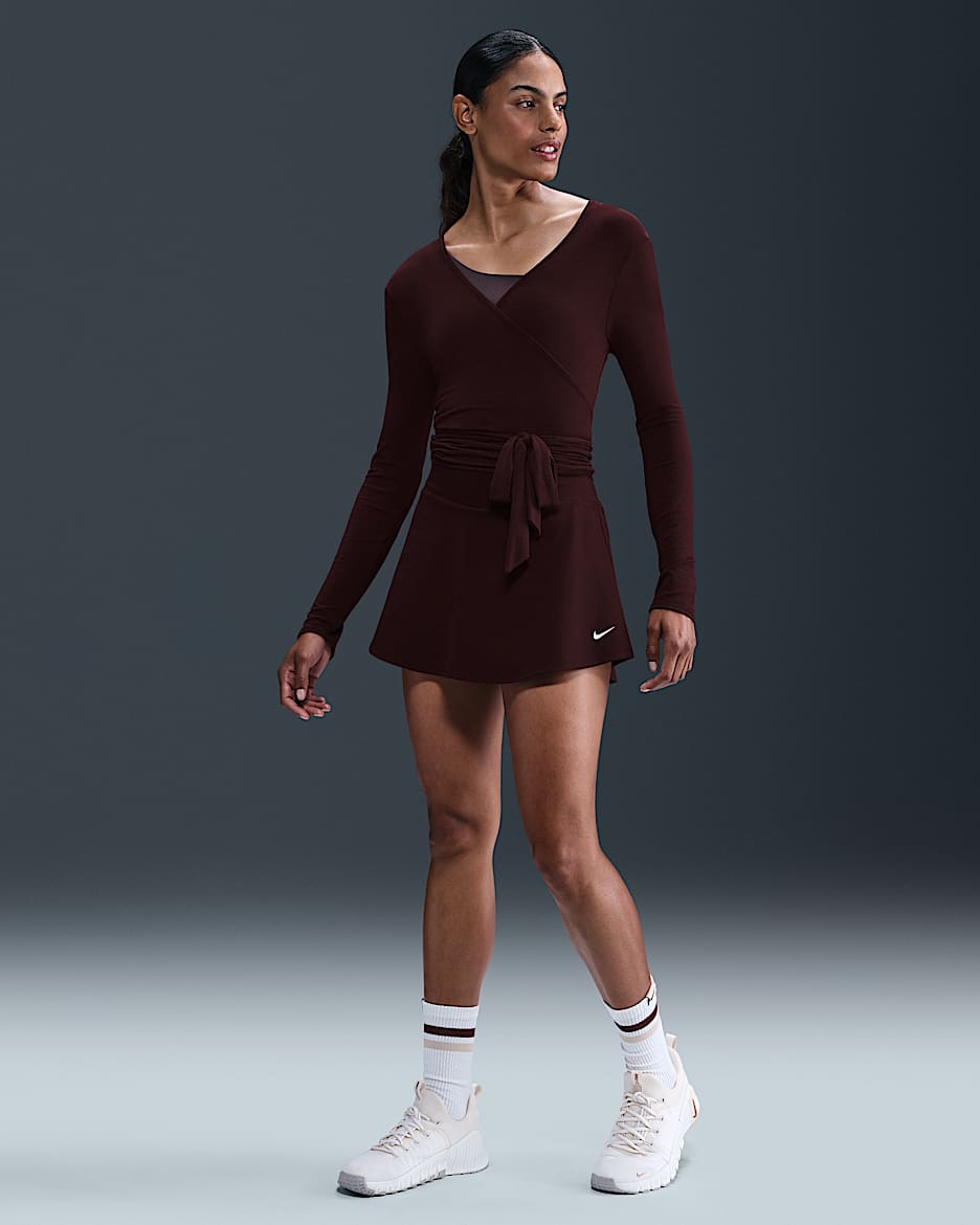 Nike One Women's Dri-FIT Skirt - Burgundy Crush/White
