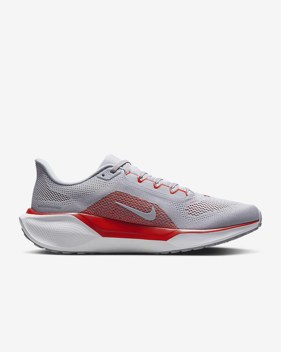 Tenis de correr en pavimento universitarios Nike para hombre Arkansas Pegasus 41 - Gris lobo/Blanco/Carmesí team/Blanco