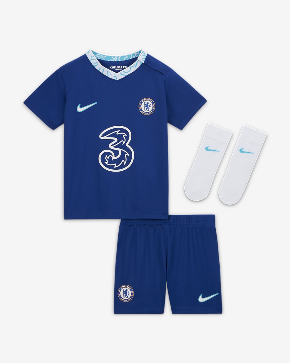 Kit de fútbol para bebé Chelsea FC local 2022/23 - Azul enérgico/Azul cloro/Blanco
