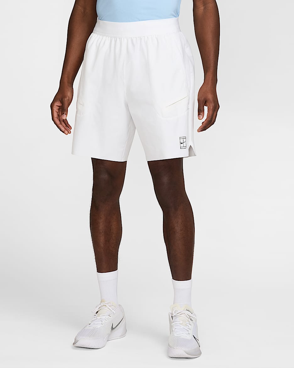 Shorts de tenis Dri-FIT de 20 cm para hombre NikeCourt Advantage - Blanco/Negro
