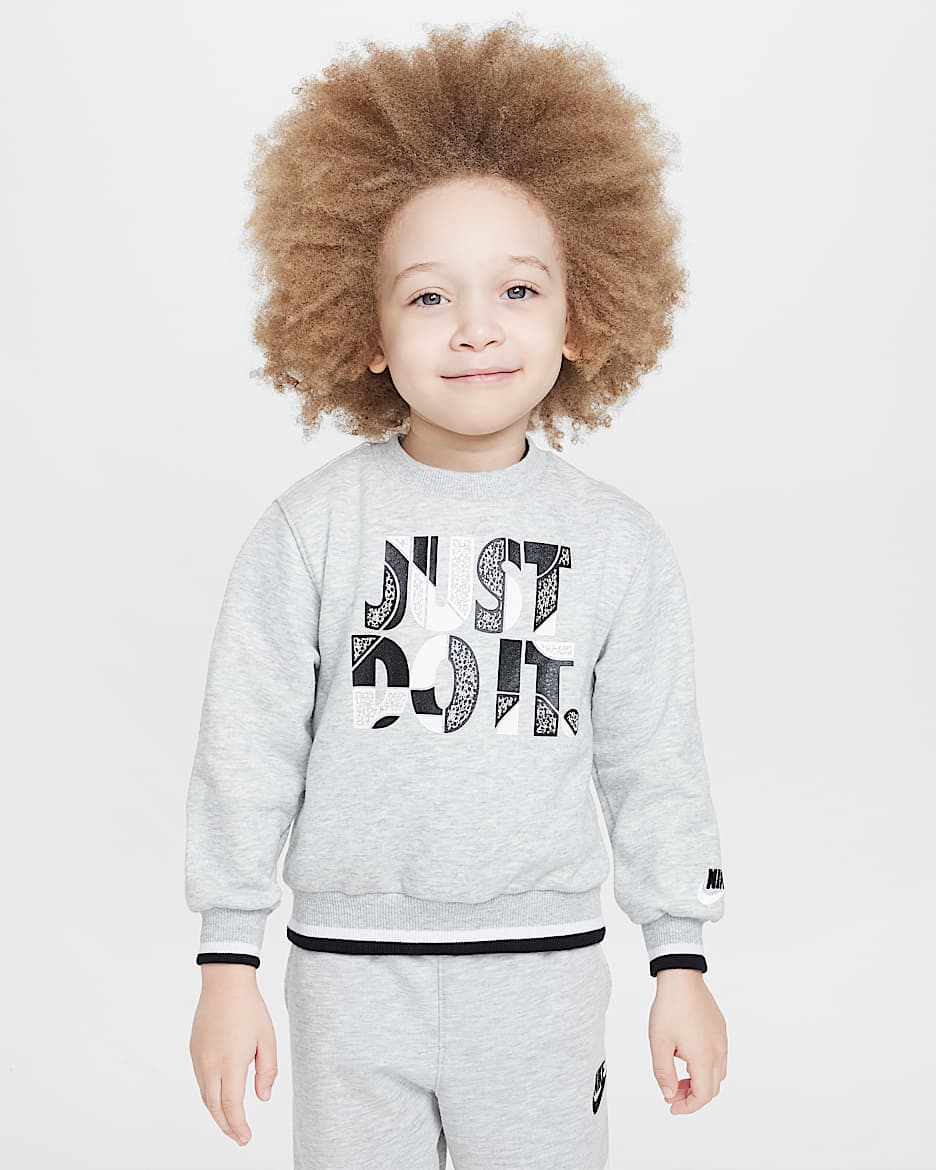 Nike Sportswear "Outside the Lines" Toddler French Terry Crew Top - Smoke Heather