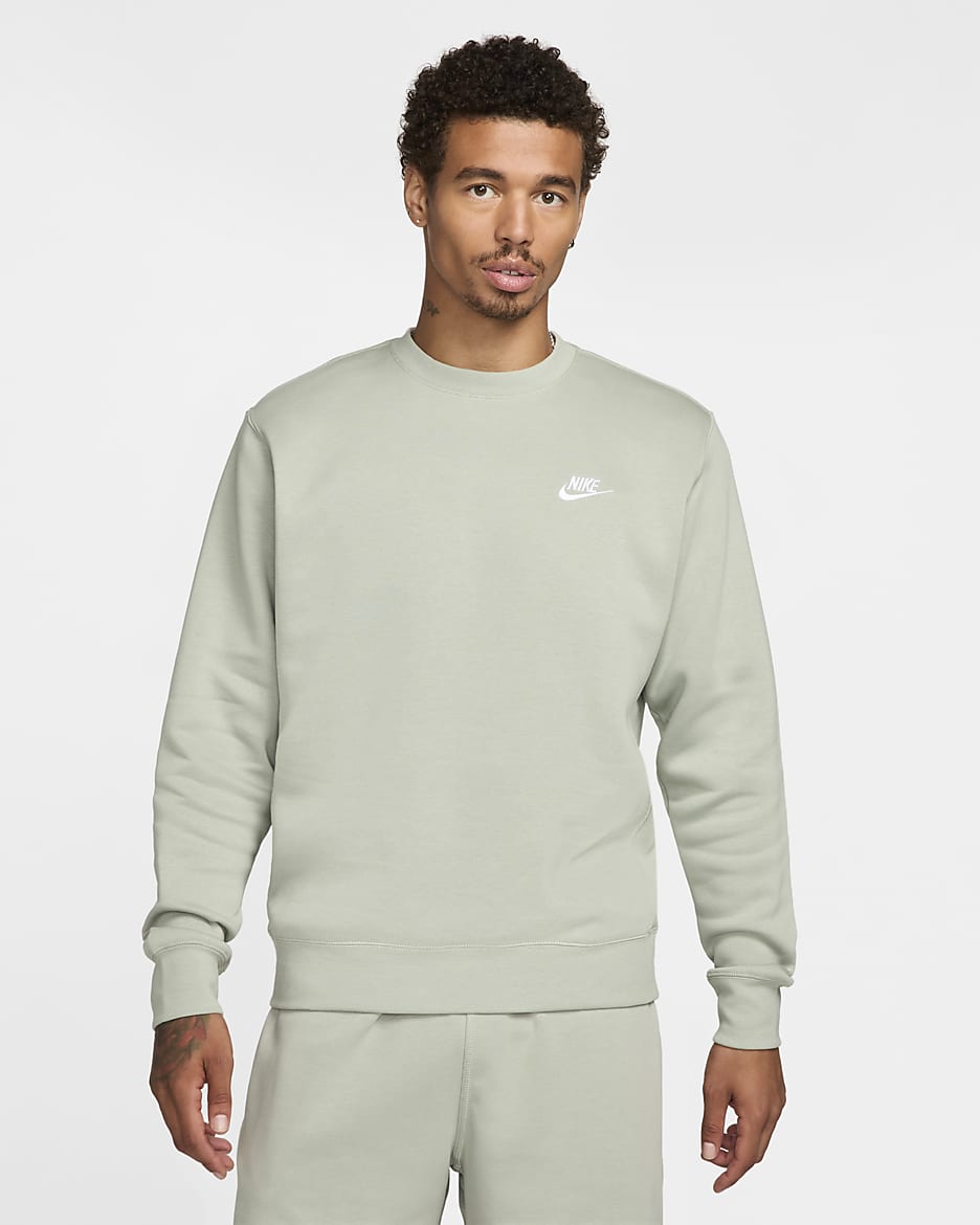 Pánská mikina Nike Sportswear Club Fleece s kulatým výstřihem - Jade Horizon/Bílá