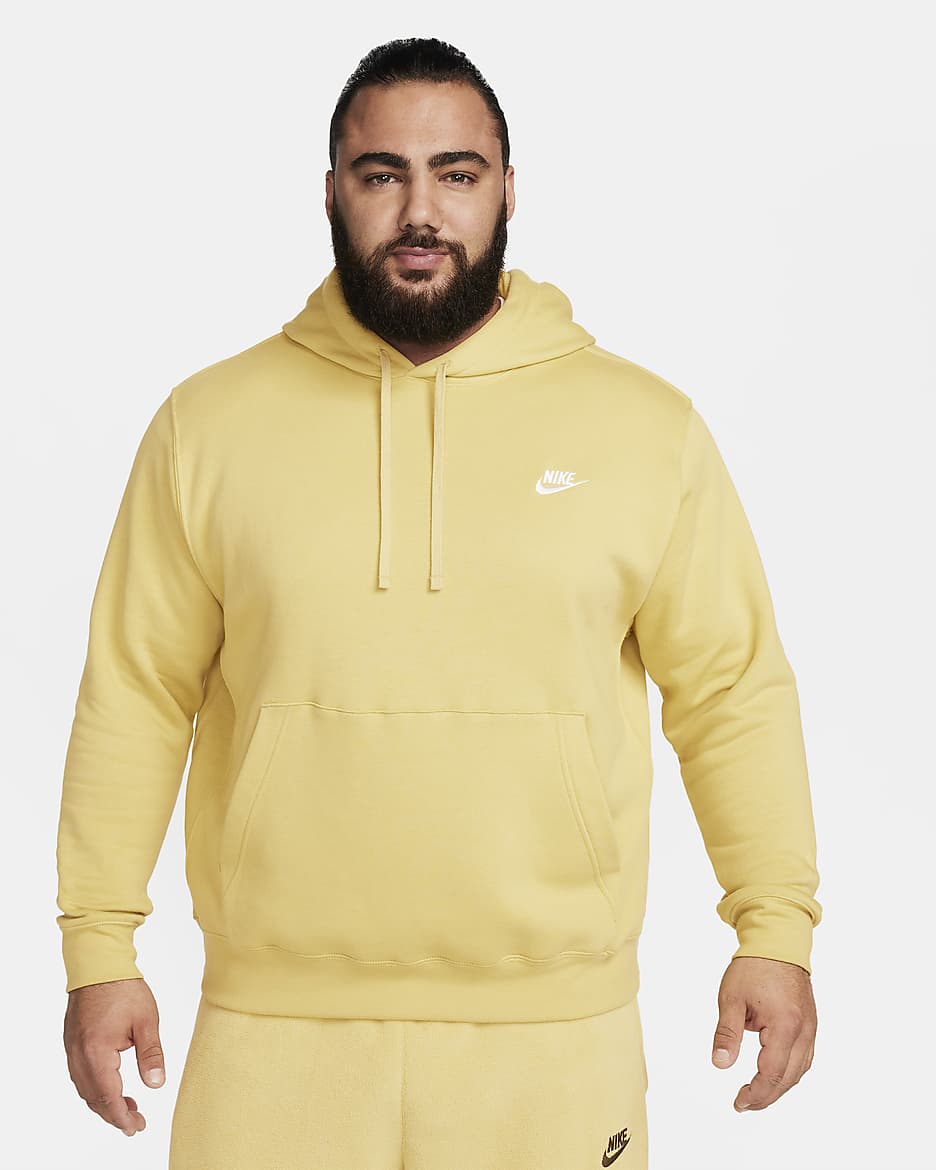 Nike Sportswear Club Fleece Pullover Hoodie - Buff Gold/Buff Gold/White