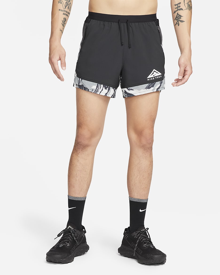 Nike Dri-FIT Flex Stride Men's 13cm (approx.) Brief-Lined Trail Running Shorts - Black/Dark Smoke Grey/White