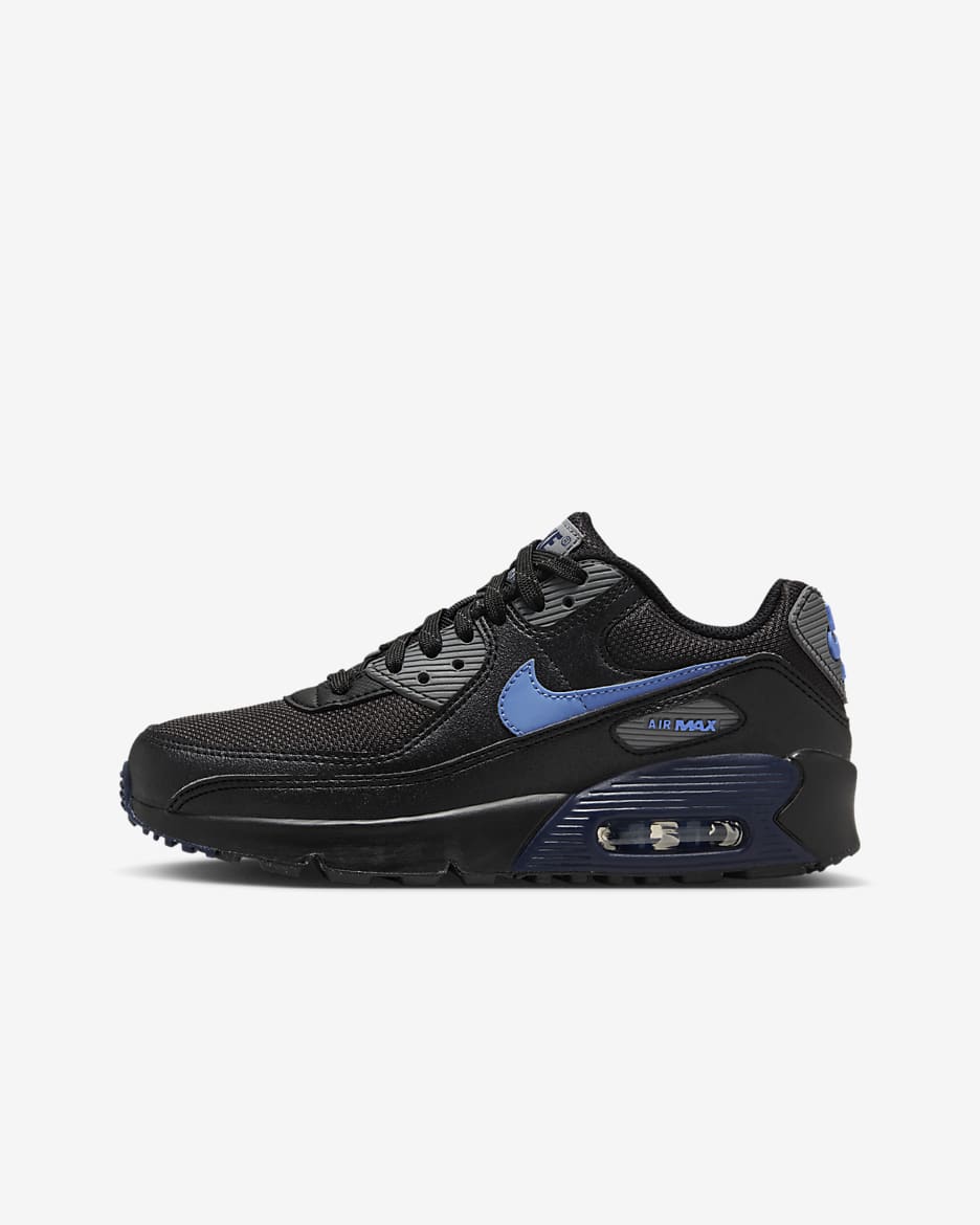 Sapatilhas Nike Air Max 90 Next Nature Júnior - Preto/Cinzento Smoke/Royal Pulse/Midnight Navy