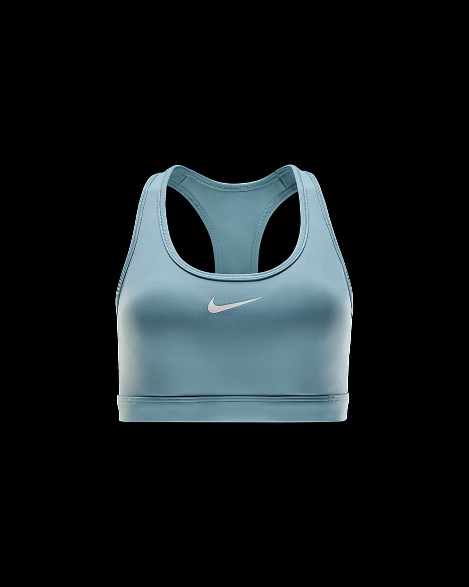 Brassière de sport rembourrée Nike Swoosh Medium Support pour femme - Denim Turquoise/Blanc