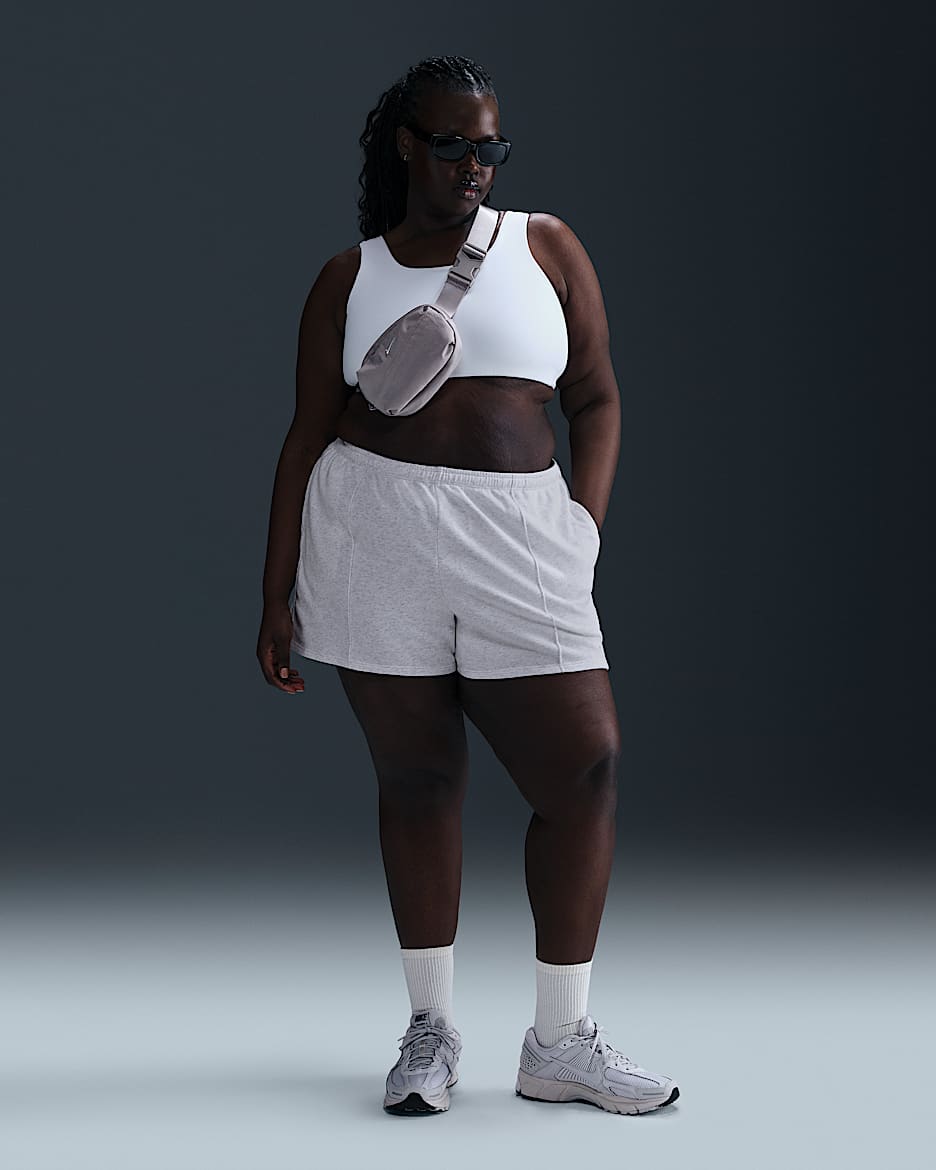 Shorts de French Terry de tiro medio de 10 cm para mujer (talla grande) Nike Sportswear Chill Terry - Abedul jaspeado/Marrón verdoso claro
