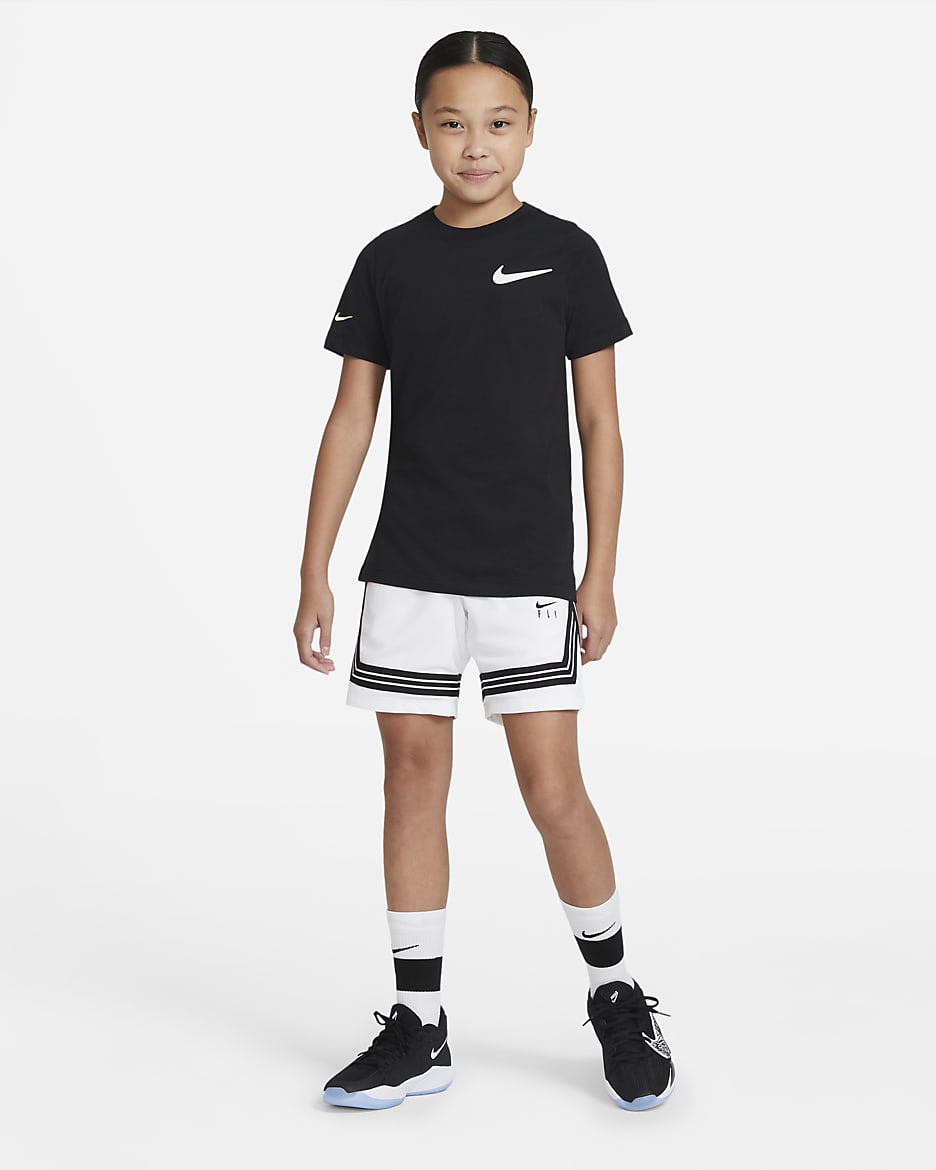 Nike Fly Crossover Older Kids' (Girls') Basketball Shorts - White/Black