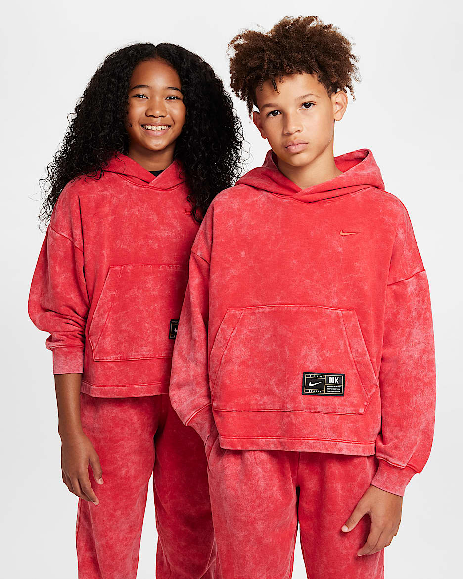 Sudadera con gorro sin cierre de tejido Fleece para niños talla grande Nike Culture of Basketball - Rojo universitario/Rojo universitario