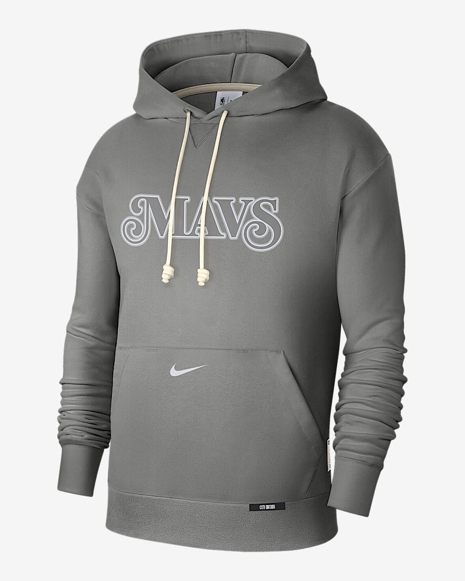 Sudadera con gorro Nike de la NBA Courtside para hombre Dallas Mavericks Standard Issue City Edition - Gris acero oscuro/Blanco