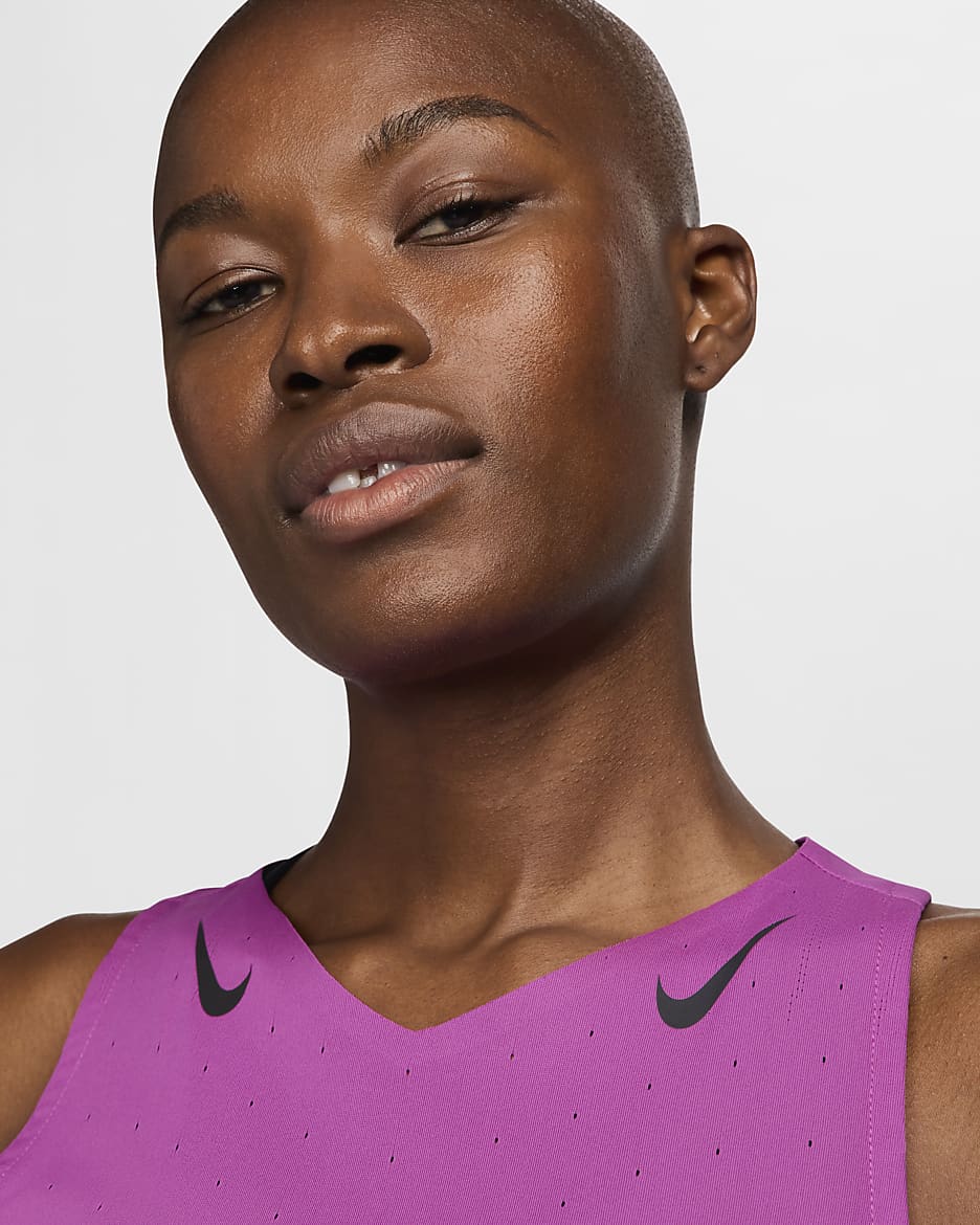 Nike AeroSwift Camiseta de running Dri-FIT ADV - Mujer - Hot Fuchsia/Negro