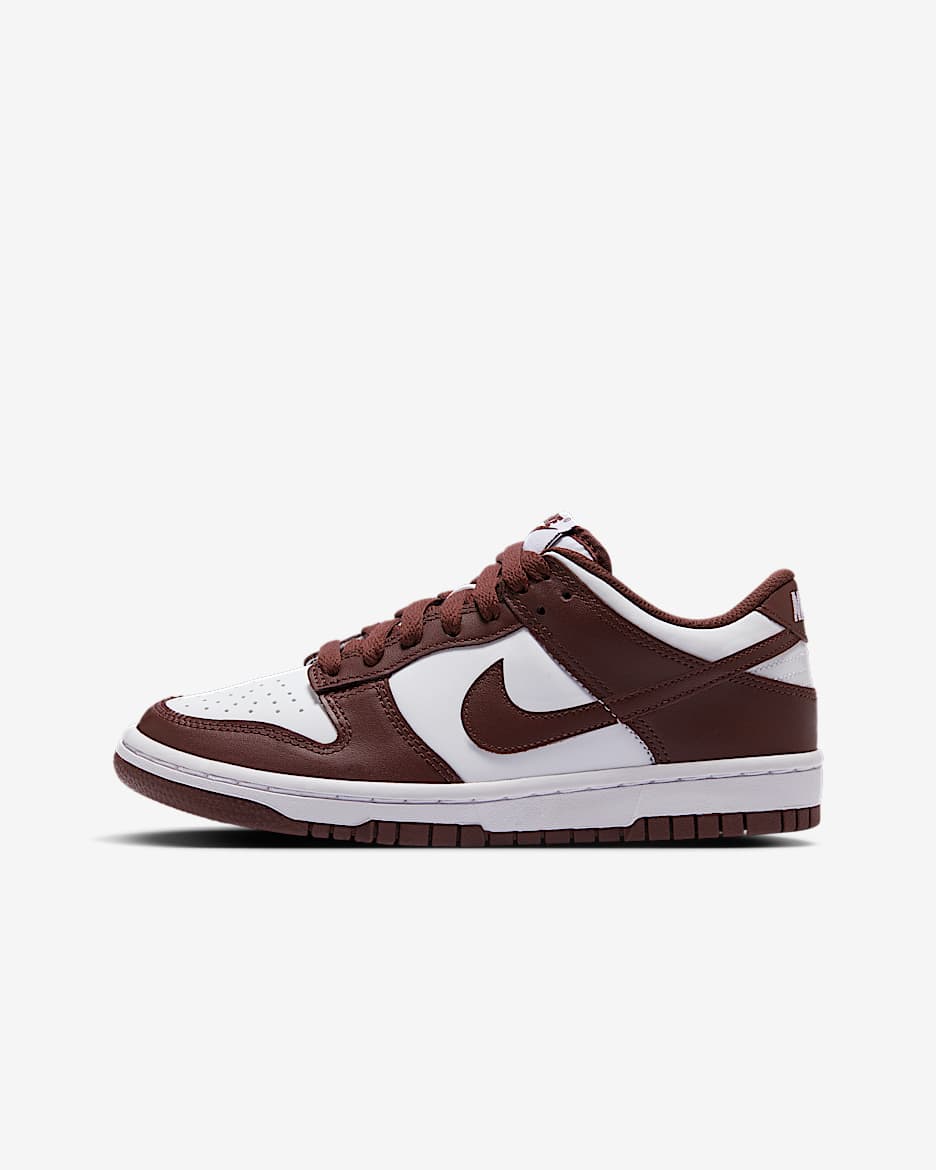 Nike Dunk Low Older Kids' Shoes - White/Gym Red/Redwood