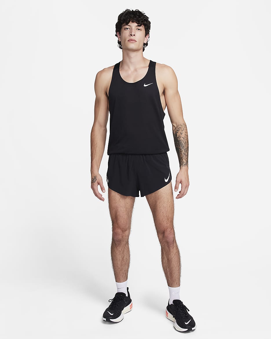 Short de running avec sous-short intégré 5 cm Dri-FIT ADV Nike AeroSwift pour homme - Noir/Summit White