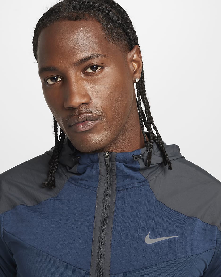 Haut de running à manches longues Nike pour Homme - Armory Navy/Dark Smoke Grey/Noir