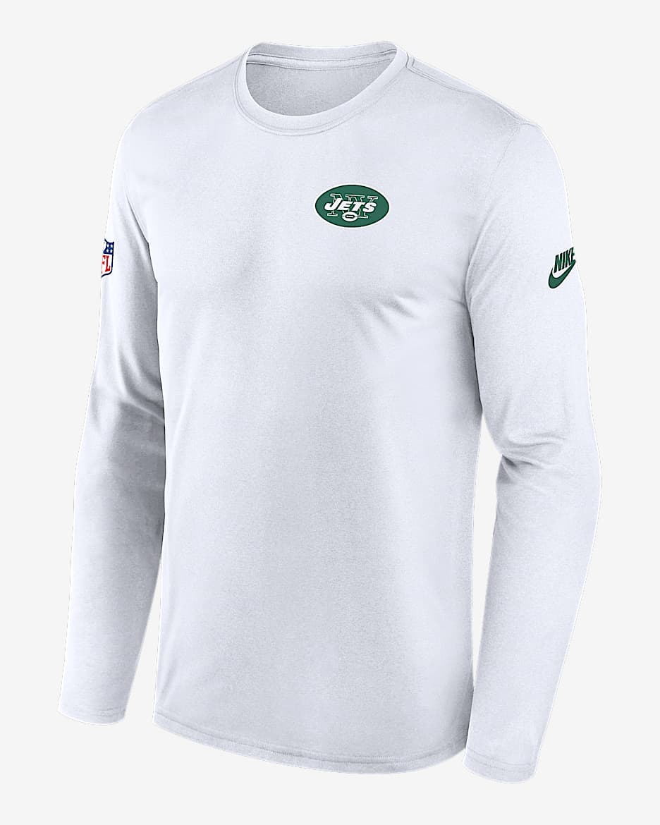 Playera de manga larga Nike Dri-FIT de la NFL para hombre New York Jets Alt Legend Small Logo - Blanco
