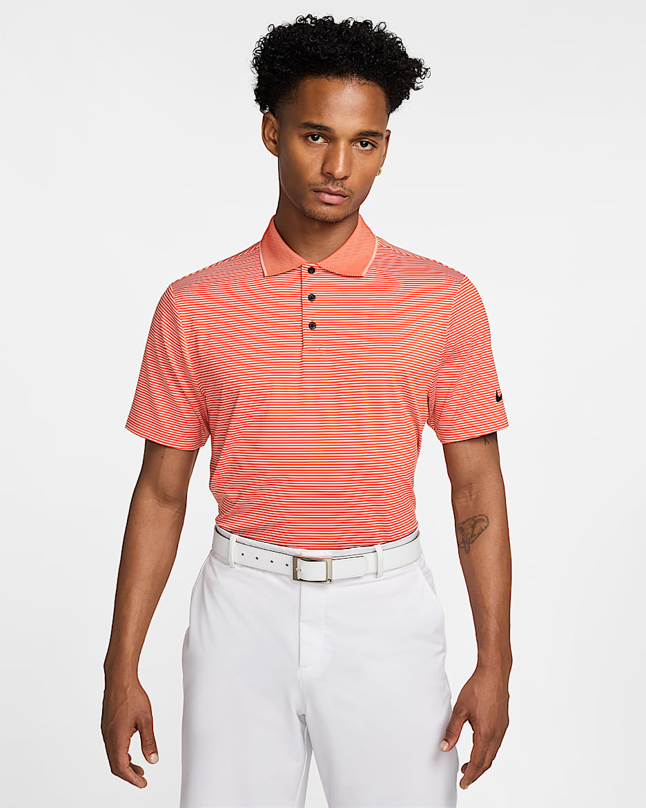 Polo de golf a rayas Dri-FIT para hombre Nike Tour - Arcilla cósmico/Negro