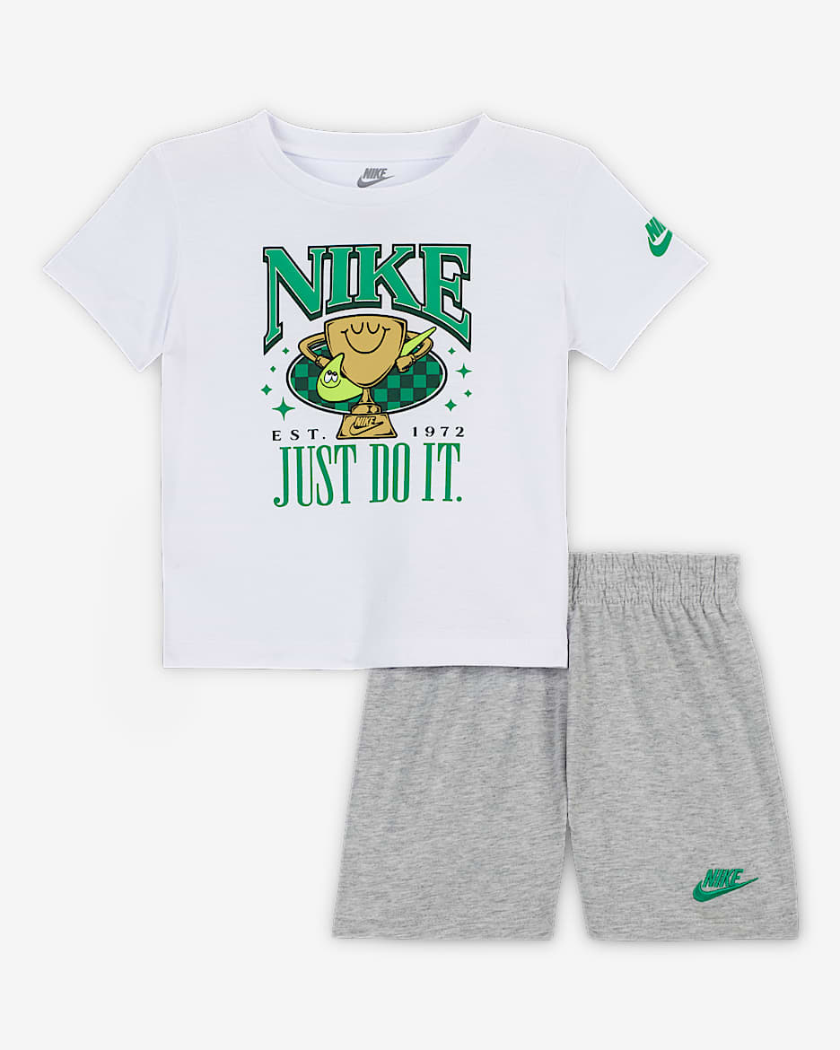 Nike Ace Your Game Baby (12-24M) Jersey T-Shirt and Shorts Set - Light Smoke Grey