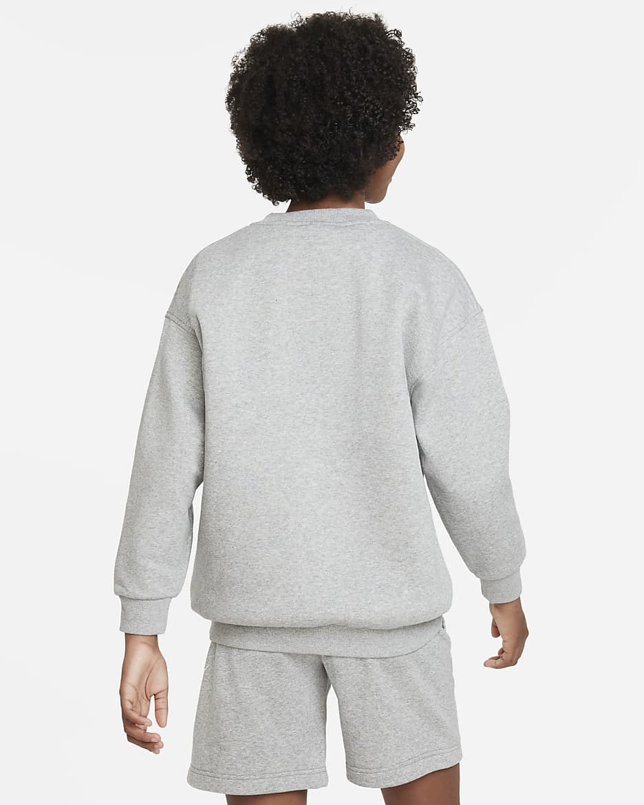 Nike Sportswear Club Fleece Big Kids' Oversized Sweatshirt - Dark Grey Heather/White