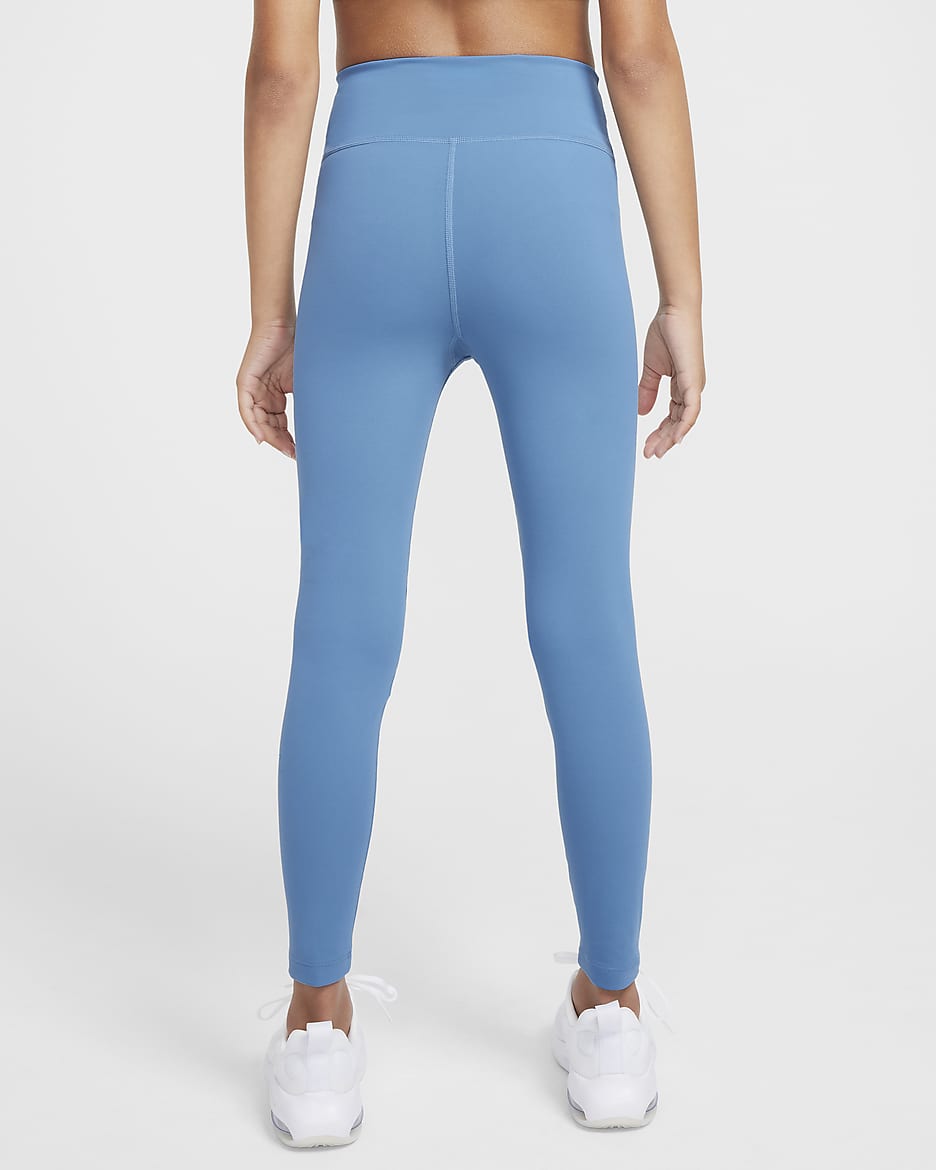 Nike One Older Kids' (Girls') Dri-FIT High-Waisted Leggings - Aegean Storm/Glacier Blue