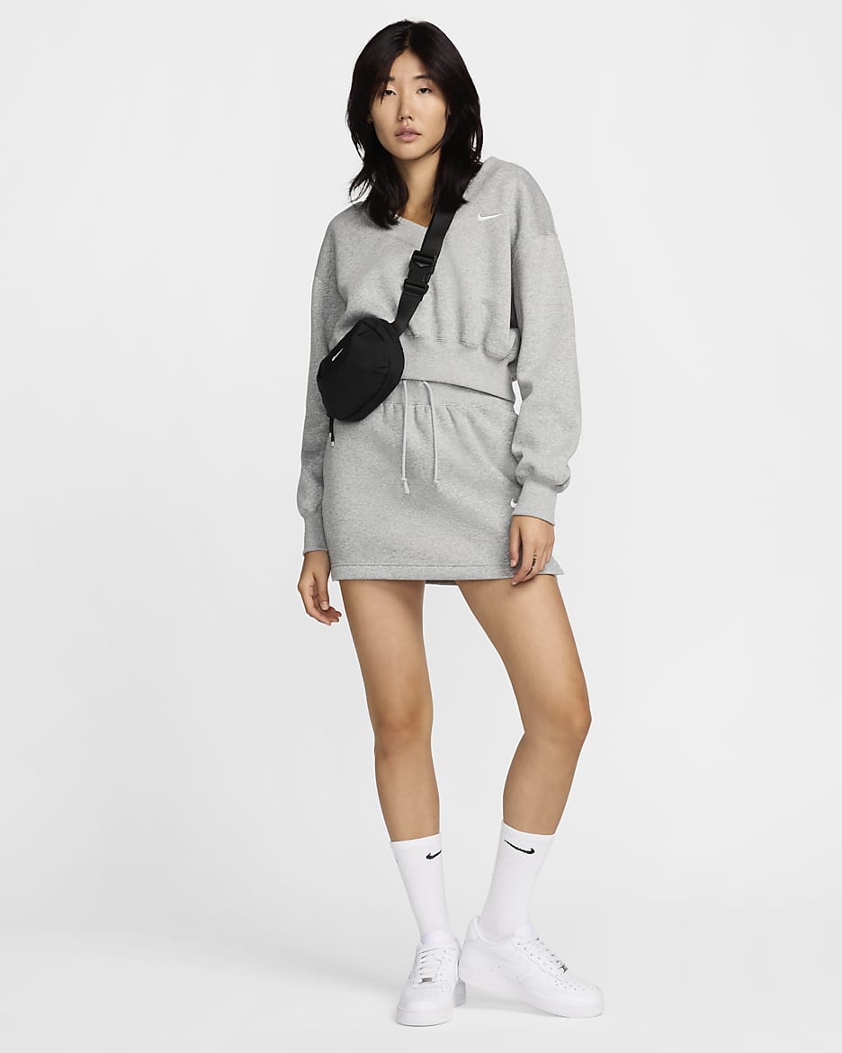 Nike Sportswear Phoenix Fleece Women's Slim Mini Skirt - Dark Grey Heather/Sail