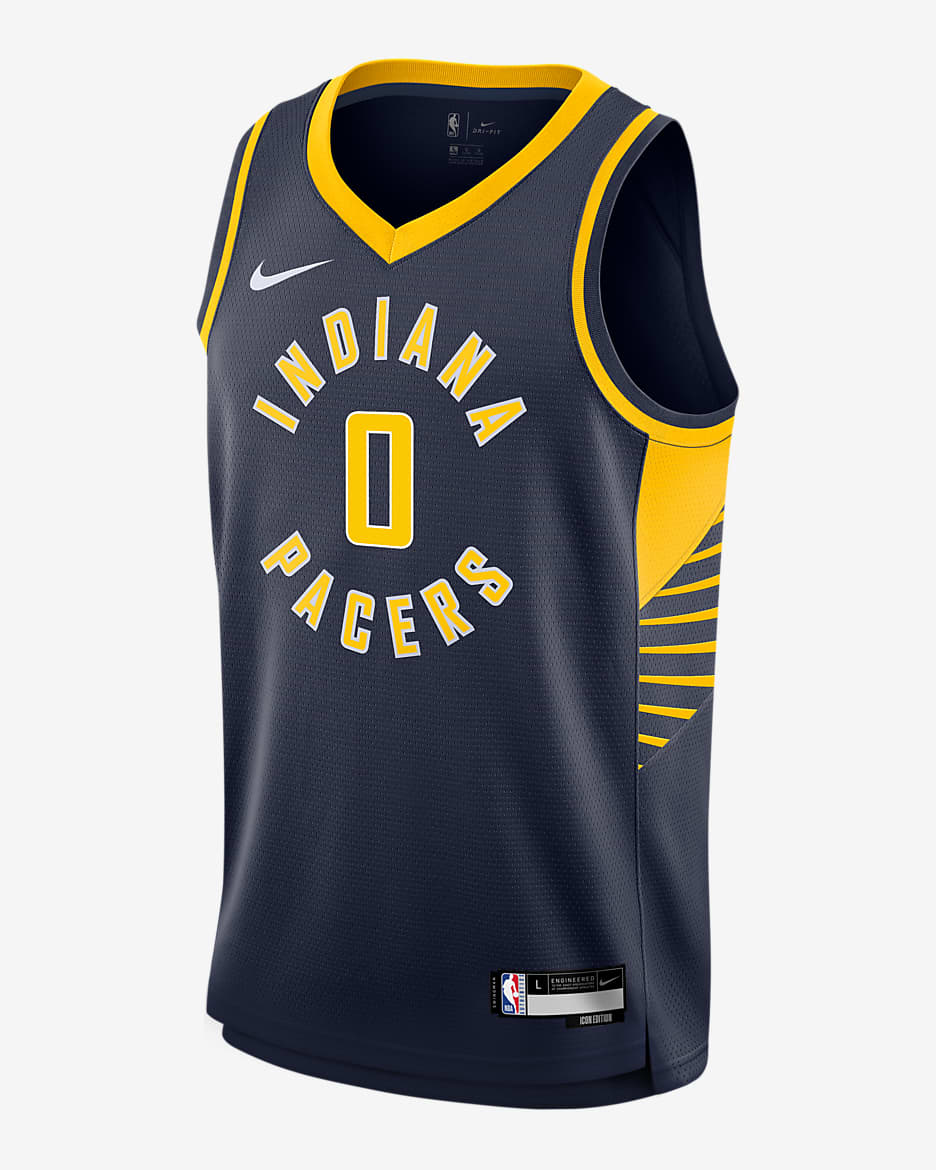 Tyrese Haliburton Indiana Pacers 2024/25 Icon Edition Big Kids' Nike NBA Swingman Jersey - College Navy