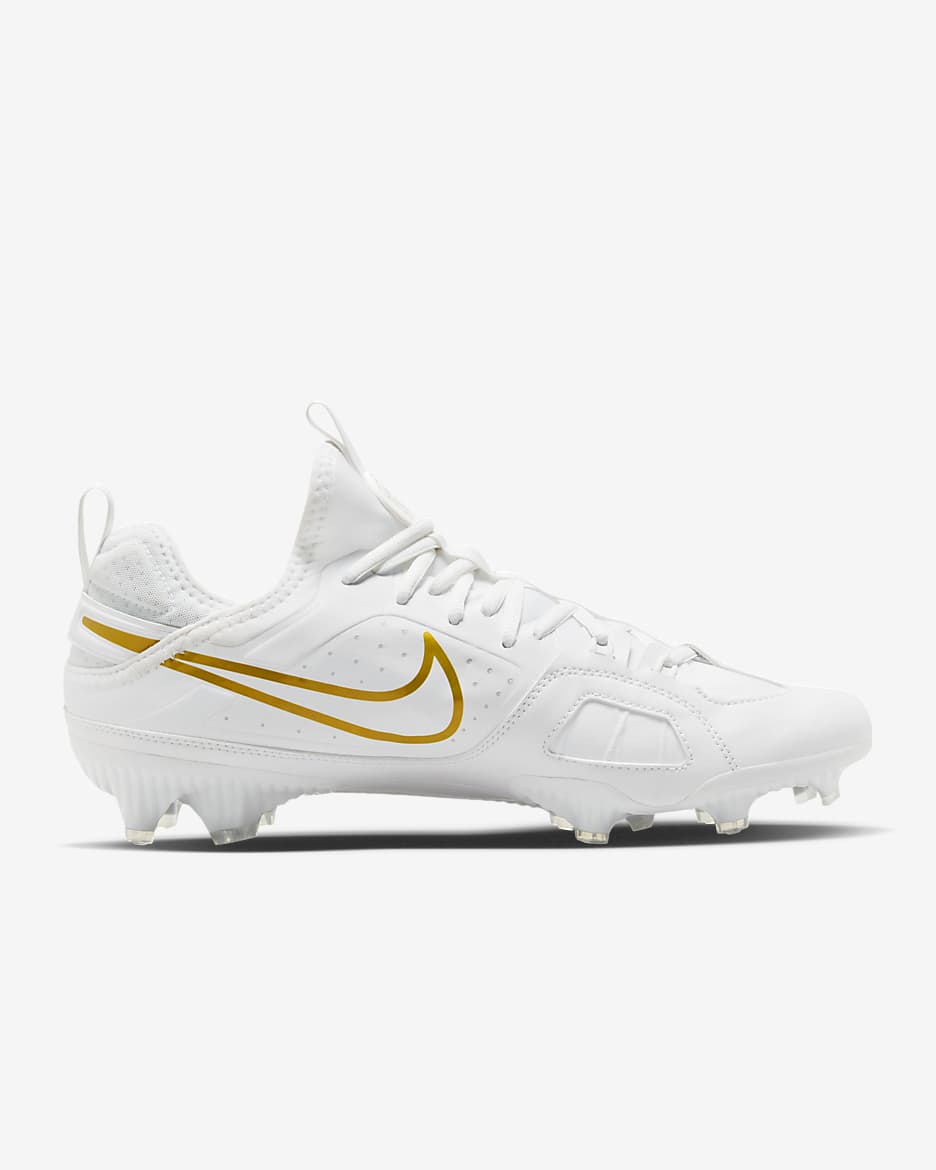 Tacos de lacrosse Nike Huarache 9 Varsity LAX - Blanco/Blanco/Oro intenso metálico