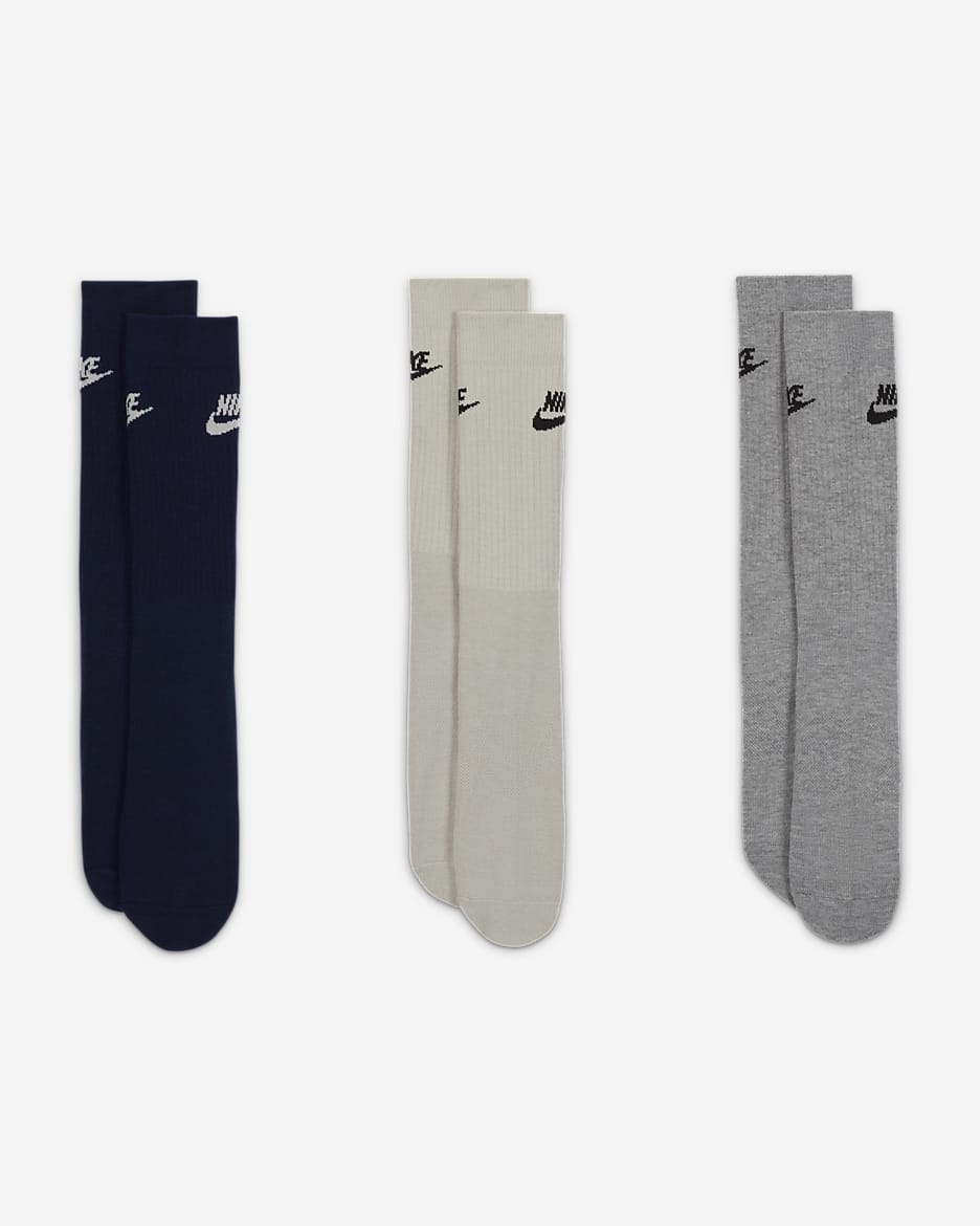 Nike Sportswear Everyday Essential Crew Socks (3 Pairs) - Multi-Colour